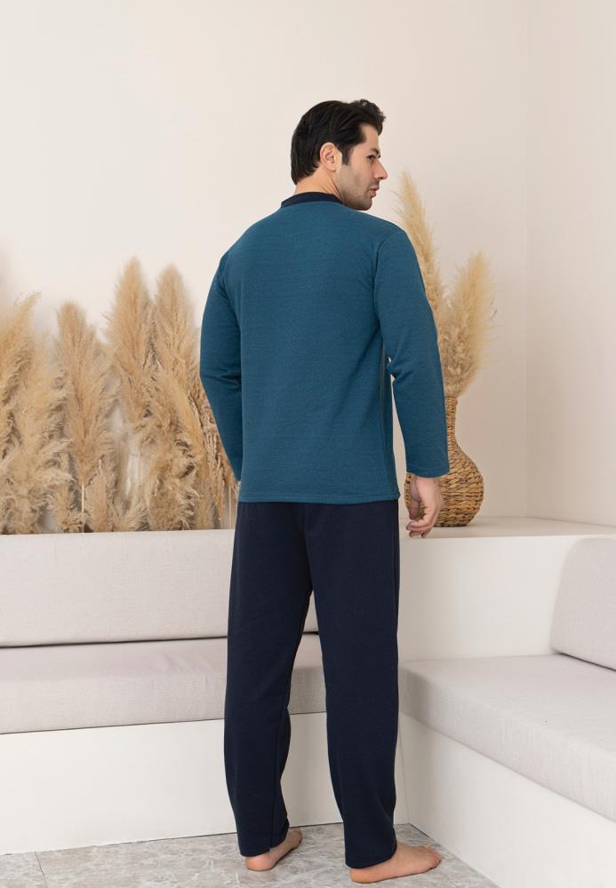 Pijamă bărbat Big Size vătuită, mânecă lungă, pantaloni lungi,En-gros